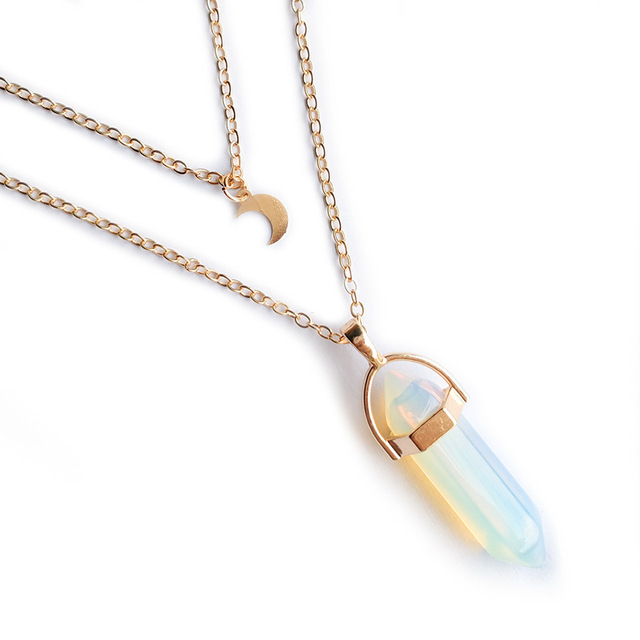 Hurtownie nowy naturalny kryształ obojczyk naszyjnik Chakra sześciokąt opal kobieta kwarc prezent - Wianko - 3