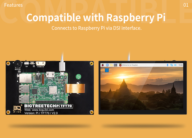 Ekran dotykowy LCD BIGTREETECH PITFT50 V2.0 5 Cal pojemnościowy dla Raspberry Pi 4/3 3B +/2B 3D drukarki - Wianko - 9