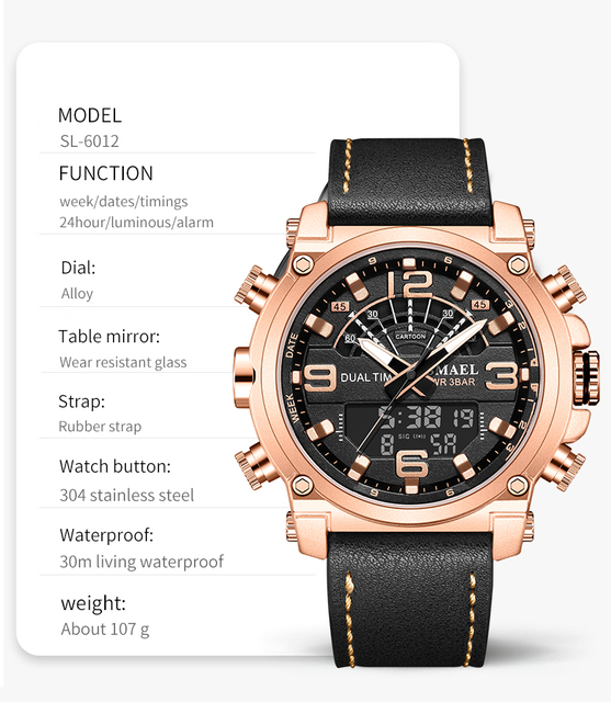 Męski zegarek luksusowy bransoletka kwarcowa 30M wodoodporny z luminous hands SL-6012 - Wianko - 2