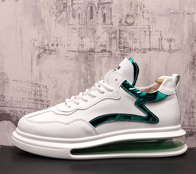 Męskie białe luksusowe sneakersy platformowe z projektu Nowe mody z deskorolka i społecznym zastosowaniem, Sapato Masculino - Wianko - 13