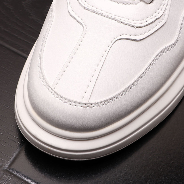 Męskie białe luksusowe sneakersy platformowe z projektu Nowe mody z deskorolka i społecznym zastosowaniem, Sapato Masculino - Wianko - 14