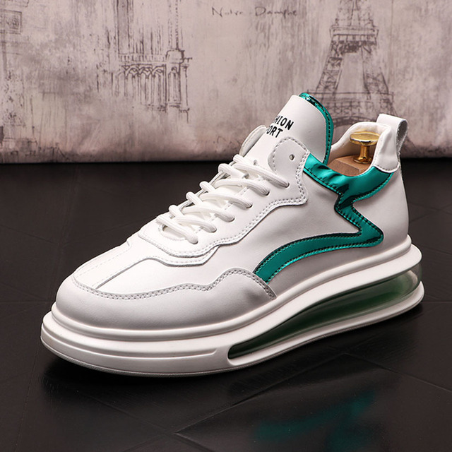 Męskie białe luksusowe sneakersy platformowe z projektu Nowe mody z deskorolka i społecznym zastosowaniem, Sapato Masculino - Wianko - 11
