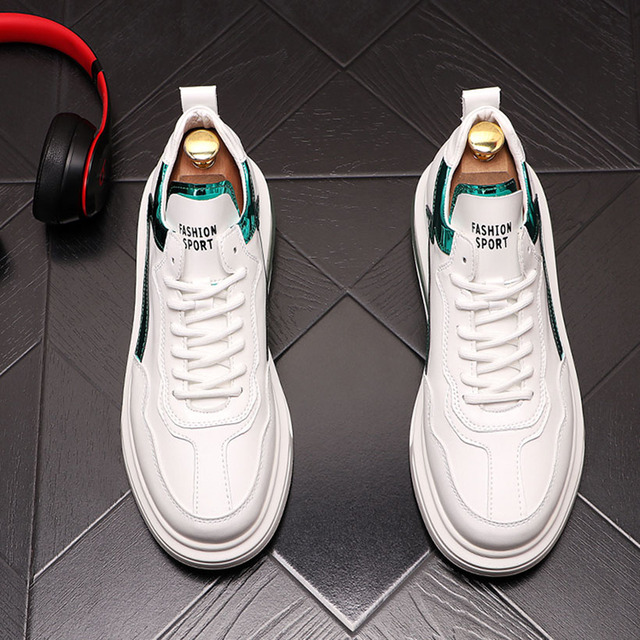 Męskie białe luksusowe sneakersy platformowe z projektu Nowe mody z deskorolka i społecznym zastosowaniem, Sapato Masculino - Wianko - 10