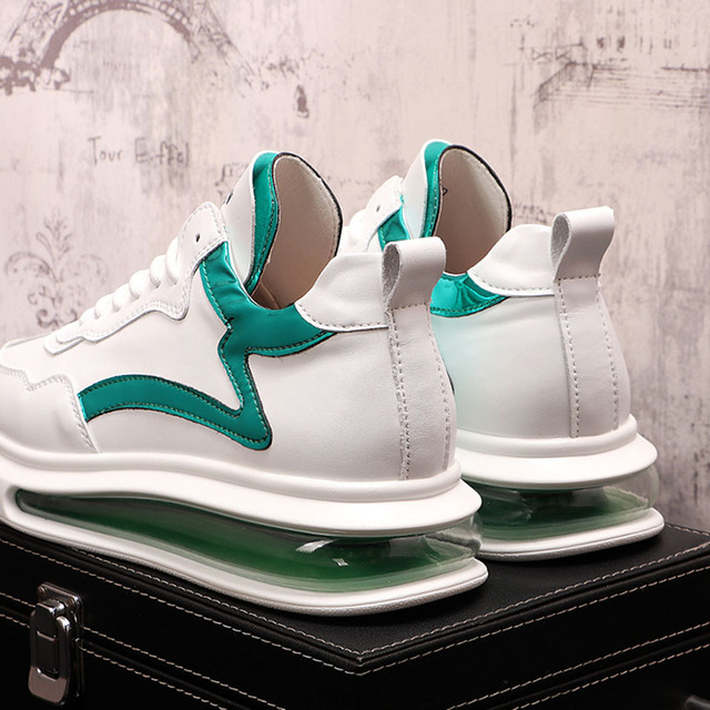 Męskie białe luksusowe sneakersy platformowe z projektu Nowe mody z deskorolka i społecznym zastosowaniem, Sapato Masculino - Wianko - 16