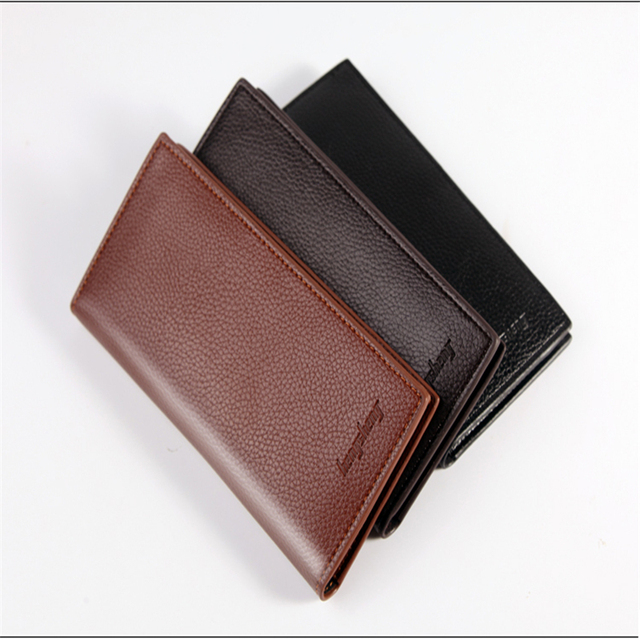 Męska długa kopertówka na zamek, skórzany portfel ze slotem na karty, czarna - Wianko - 2