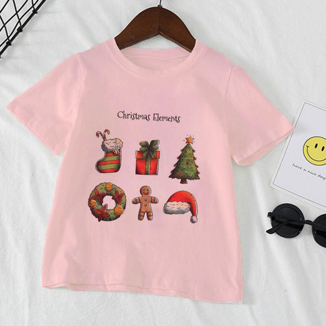 Dziewczęce koszulki z nadrukiem dla dzieci - Boże Narodzenie i Halloween - krótki rękaw, wzory z postaciami w kreskówkowym stylu - Wianko - 9