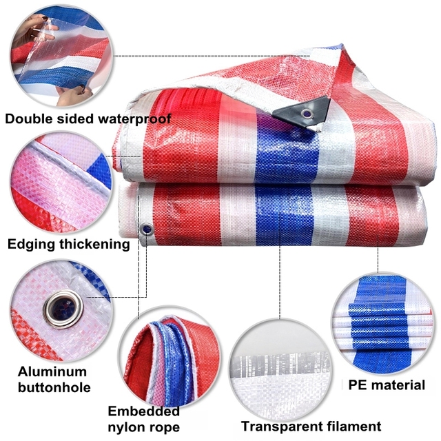 Plandeka PE trzykolorowa, odporna na deszcz, tkanina do ciężarówek, baseny, namioty, cieniowanie roślin, markizy, domy dla zwierząt - wodoodporna - Wianko - 2