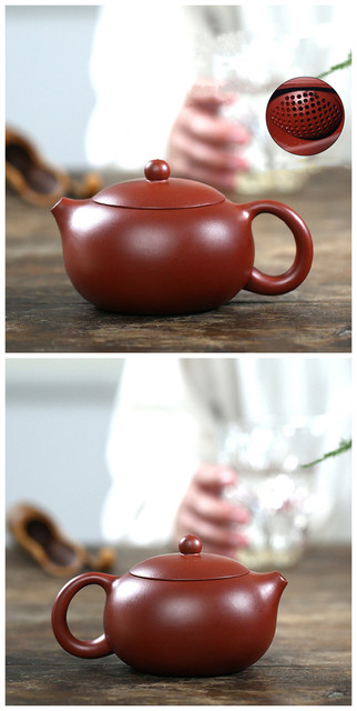 Dzbanek do herbaty Xishi z Yixingiem, 270ml, purpurowa glina, filtr z otworem, autentyczny, handmade - Wianko - 2