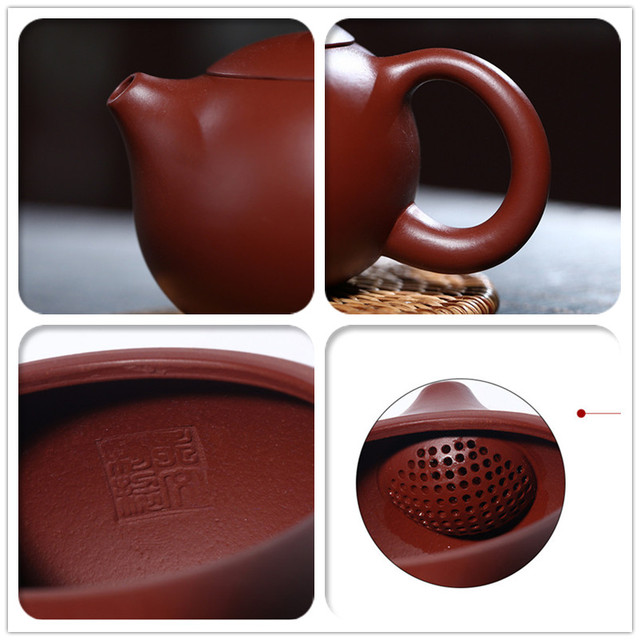 Dzbanek do herbaty Xishi z Yixingiem, 270ml, purpurowa glina, filtr z otworem, autentyczny, handmade - Wianko - 5