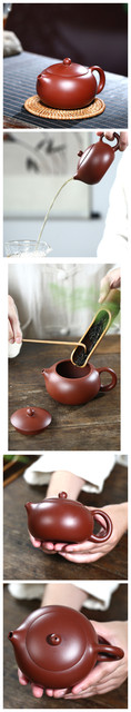 Dzbanek do herbaty Xishi z Yixingiem, 270ml, purpurowa glina, filtr z otworem, autentyczny, handmade - Wianko - 4