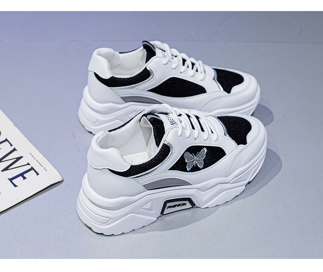 Marka Chunky Sneakers damskie buty kolorowe, oddychające hafty, podeszwa gumowa - Wianko - 16