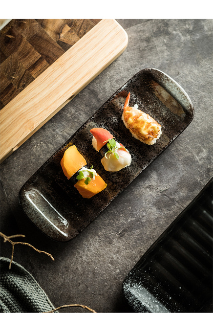 Japońska prostokątna płyta do sushi i dania grillowanego - ceramiczne zastawy stołowe - Wianko - 9