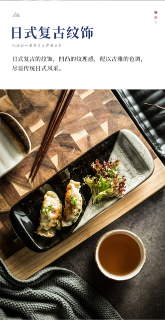 Japońska prostokątna płyta do sushi i dania grillowanego - ceramiczne zastawy stołowe - Wianko - 7