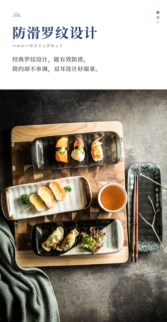 Japońska prostokątna płyta do sushi i dania grillowanego - ceramiczne zastawy stołowe - Wianko - 6