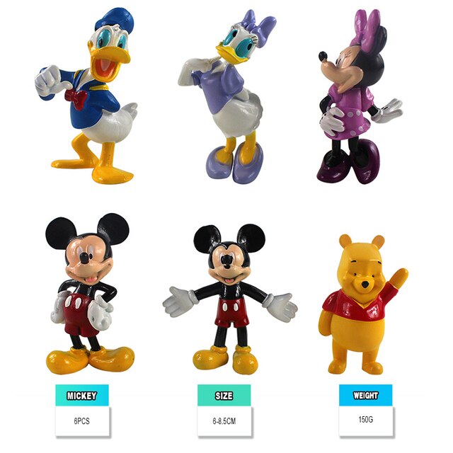 Figurka Anime Mickey Mouse, Minnie, Donald, Kubiczek Puchatek, Kaczka Daisy, Goofy, Pluto, Świnia - brelok i prezent w jednym, zabawki akcji - Wianko - 6