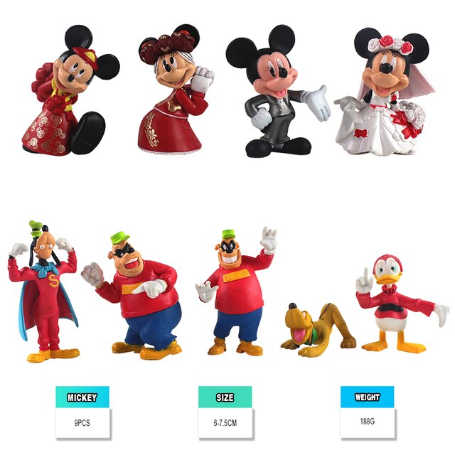 Figurka Anime Mickey Mouse, Minnie, Donald, Kubiczek Puchatek, Kaczka Daisy, Goofy, Pluto, Świnia - brelok i prezent w jednym, zabawki akcji - Wianko - 8