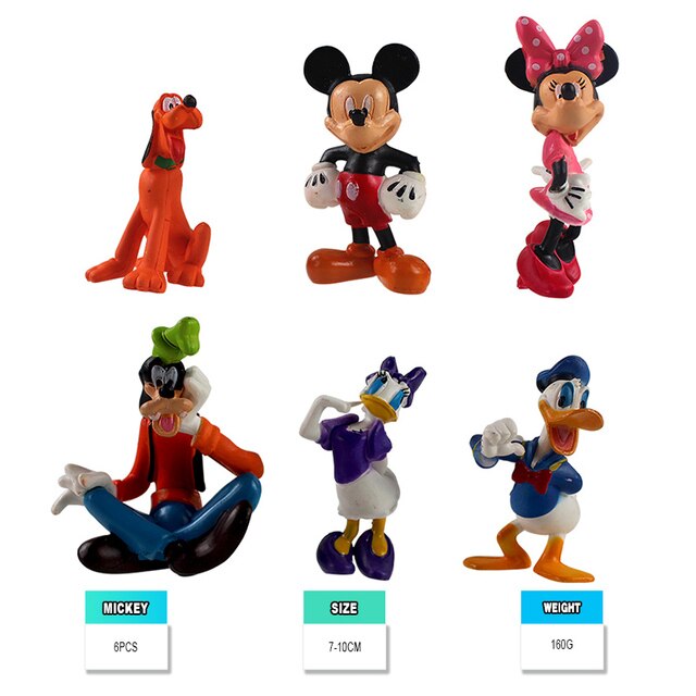 Figurka Anime Mickey Mouse, Minnie, Donald, Kubiczek Puchatek, Kaczka Daisy, Goofy, Pluto, Świnia - brelok i prezent w jednym, zabawki akcji - Wianko - 2