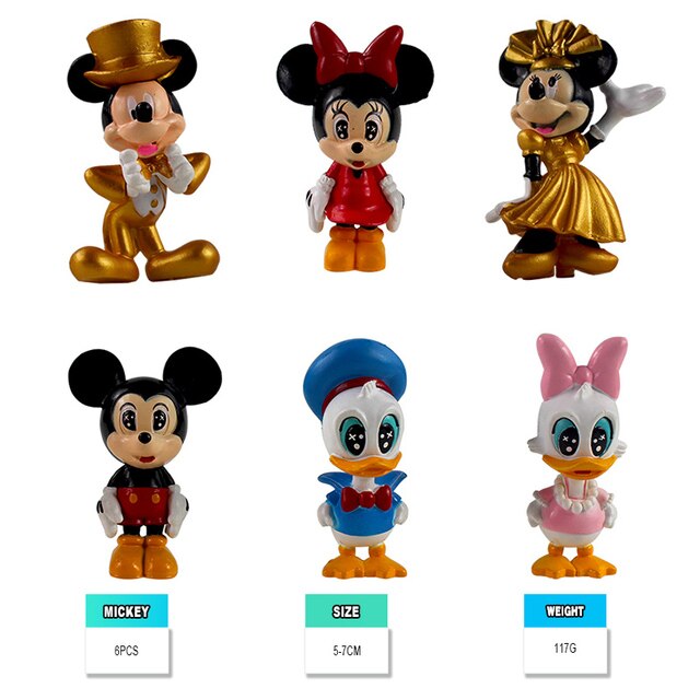 Figurka Anime Mickey Mouse, Minnie, Donald, Kubiczek Puchatek, Kaczka Daisy, Goofy, Pluto, Świnia - brelok i prezent w jednym, zabawki akcji - Wianko - 3