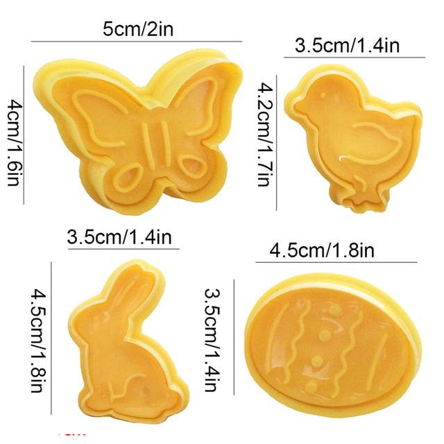 Zestaw 4 popularnych foremek do ciastek: motyl, królik, laska wielkanocna, jajko – forma na ciasto biszkoptowe - Wianko - 7
