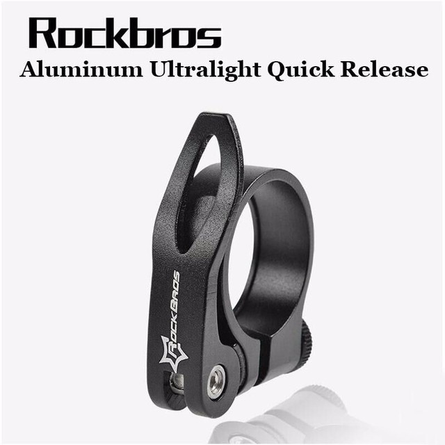 Zacisk sztycy rowerowej aluminiowy ROCKBROS Ultralight Quick Release, 31.8mm/34.9mm, czarny - Wianko - 1
