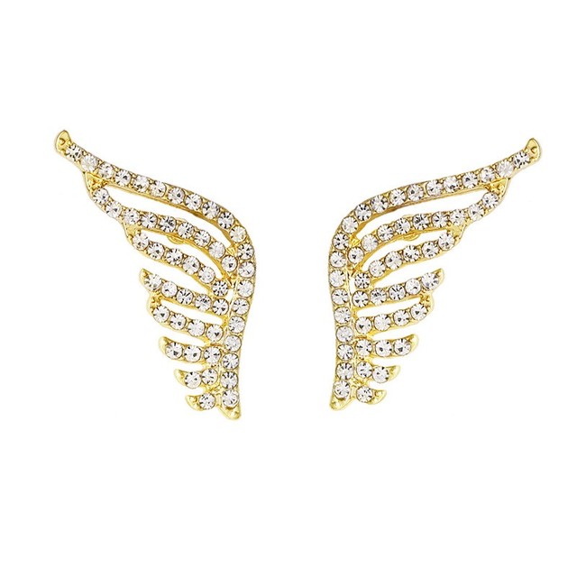 Srebrne kolczyki z zapięciem sztyft, wyłożone kryształkami w kształcie skrzydeł, biżuteria dla osób poszukujących nowoczesnych dodatków - Wianko - 36