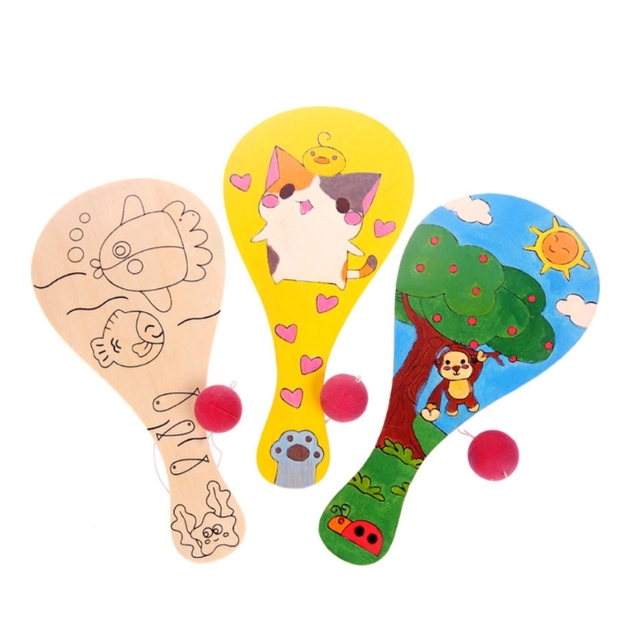 Rzemieślnicze interaktywne Montessori DIY Paddleball - drewniana rakieta z sznurkiem, nauka i zabawa dla dzieci - Wianko - 8