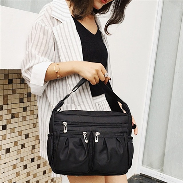 Kobieca torba na ramię z nylonu 2021, wodoodporna, podróżna, czarne modne torby dla pań - Wianko - 45