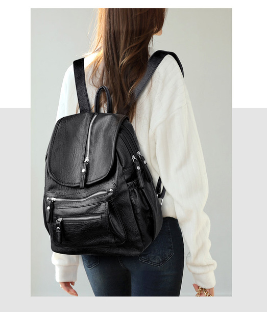 Koreańska moda luksusowa podwójna torba na ramię kożuch GW-2019, plecak studencki, damska, solidna - Wianko - 6