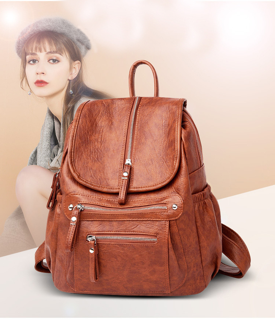 Koreańska moda luksusowa podwójna torba na ramię kożuch GW-2019, plecak studencki, damska, solidna - Wianko - 1