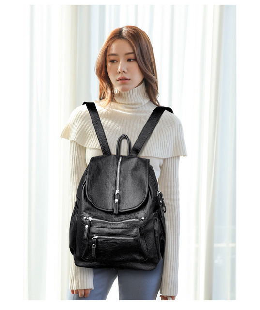 Koreańska moda luksusowa podwójna torba na ramię kożuch GW-2019, plecak studencki, damska, solidna - Wianko - 9