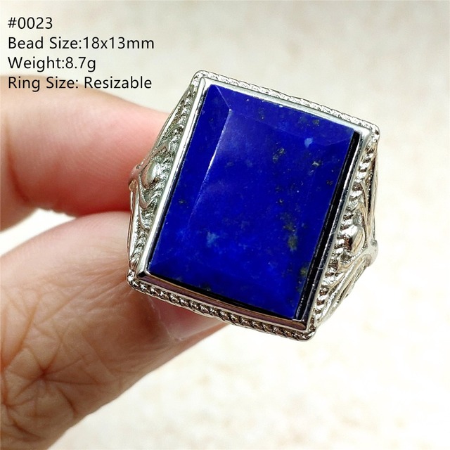Pierścień Lapis Lazuli 925 srebro regulowany 14x10mm prostokątny pierścień kryształ dla kobiety - Wianko - 21