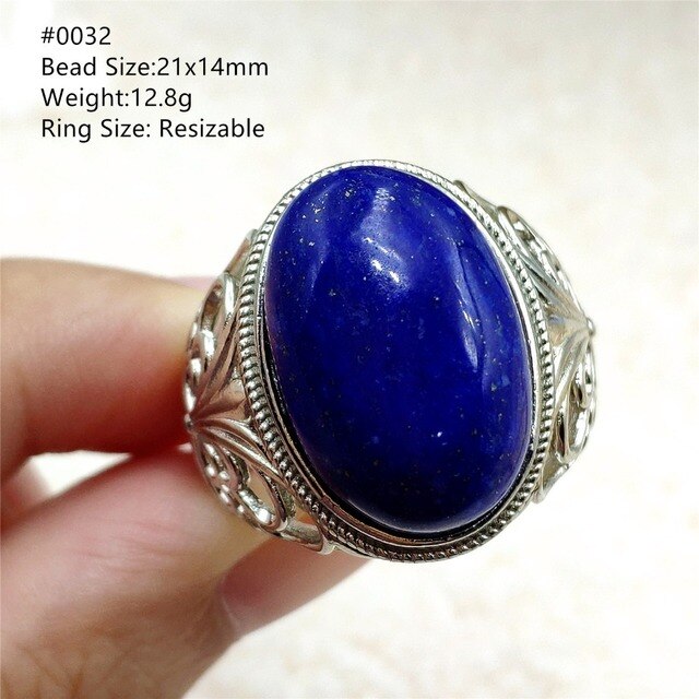 Pierścień Lapis Lazuli 925 srebro regulowany 14x10mm prostokątny pierścień kryształ dla kobiety - Wianko - 37