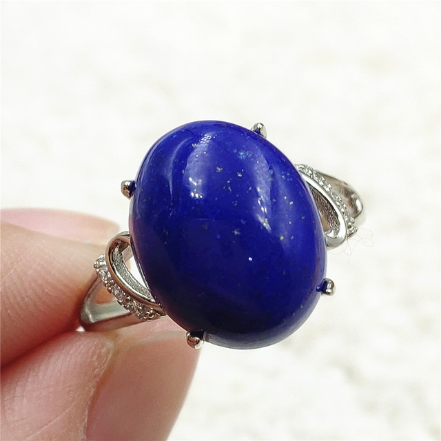 Pierścień Lapis Lazuli 925 srebro regulowany 14x10mm prostokątny pierścień kryształ dla kobiety - Wianko - 8