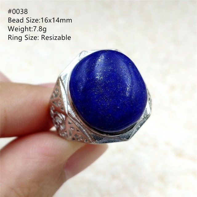 Pierścień Lapis Lazuli 925 srebro regulowany 14x10mm prostokątny pierścień kryształ dla kobiety - Wianko - 49