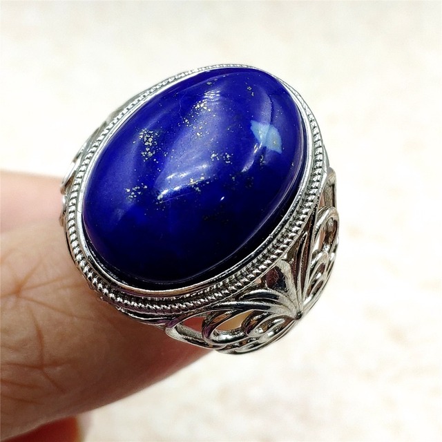 Pierścień Lapis Lazuli 925 srebro regulowany 14x10mm prostokątny pierścień kryształ dla kobiety - Wianko - 44