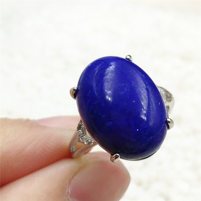 Pierścień Lapis Lazuli 925 srebro regulowany 14x10mm prostokątny pierścień kryształ dla kobiety - Wianko - 20