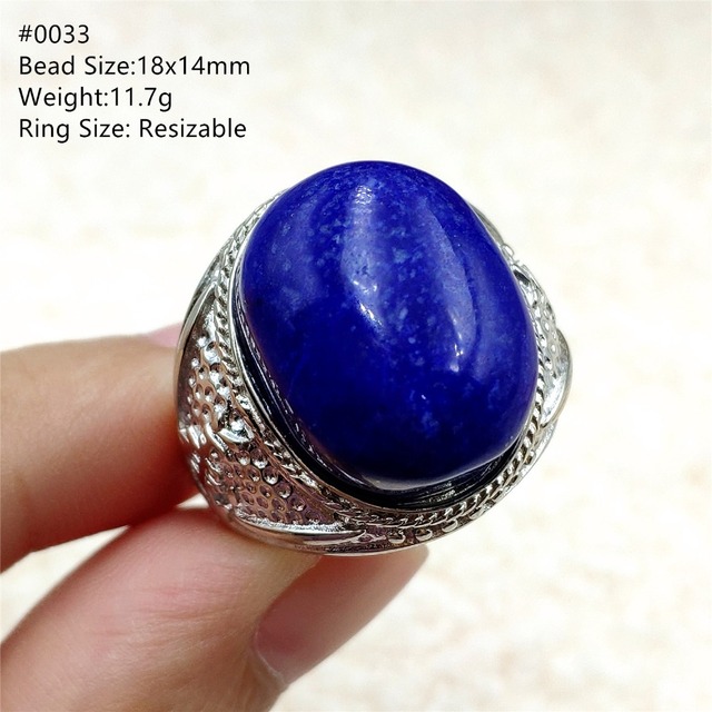 Pierścień Lapis Lazuli 925 srebro regulowany 14x10mm prostokątny pierścień kryształ dla kobiety - Wianko - 39