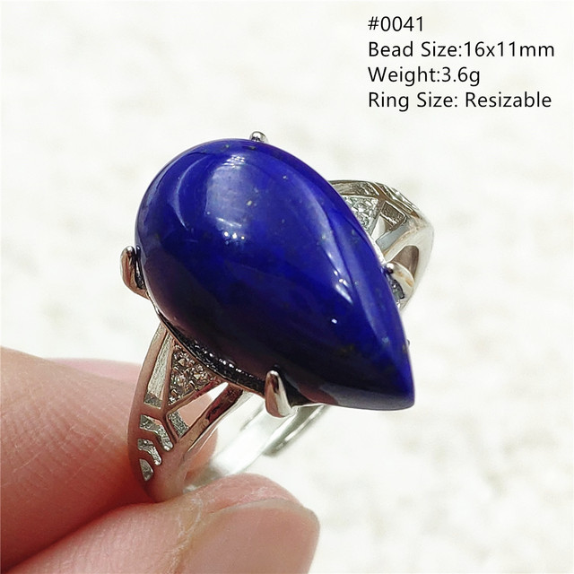 Pierścień Lapis Lazuli 925 srebro regulowany 14x10mm prostokątny pierścień kryształ dla kobiety - Wianko - 5