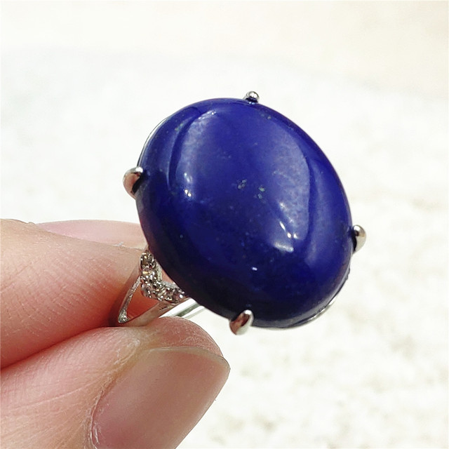 Pierścień Lapis Lazuli 925 srebro regulowany 14x10mm prostokątny pierścień kryształ dla kobiety - Wianko - 12