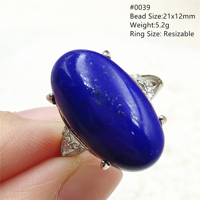 Pierścień Lapis Lazuli 925 srebro regulowany 14x10mm prostokątny pierścień kryształ dla kobiety - Wianko - 1