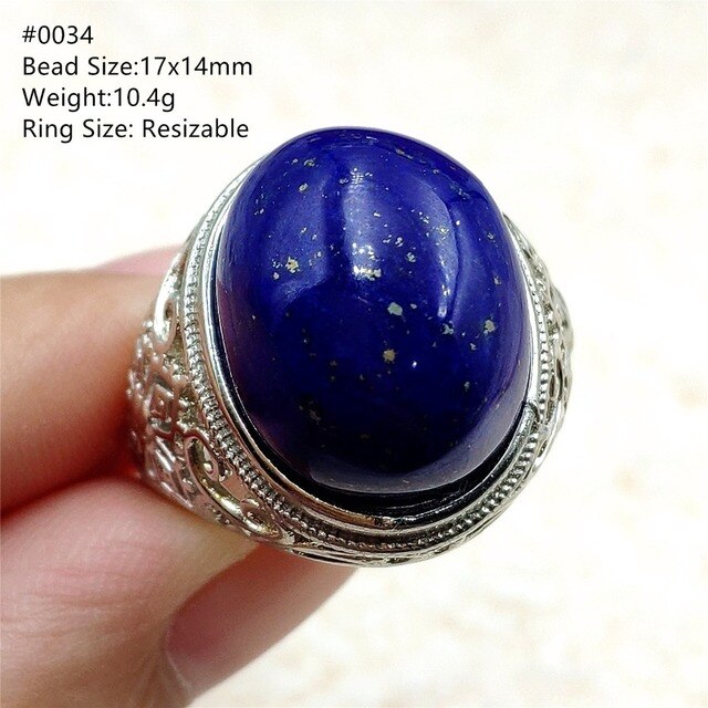Pierścień Lapis Lazuli 925 srebro regulowany 14x10mm prostokątny pierścień kryształ dla kobiety - Wianko - 41