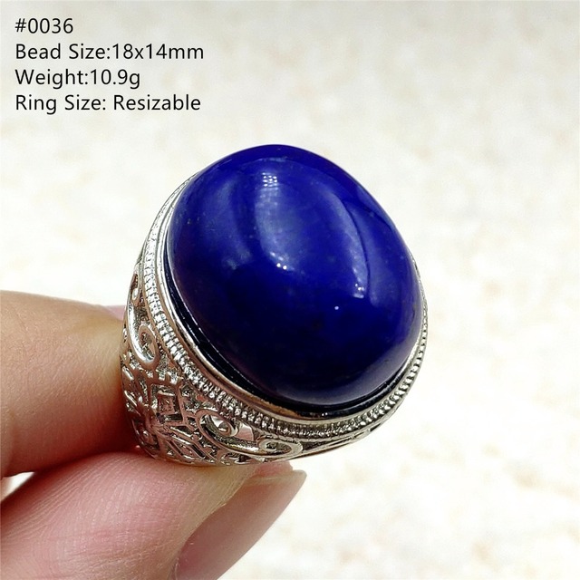 Pierścień Lapis Lazuli 925 srebro regulowany 14x10mm prostokątny pierścień kryształ dla kobiety - Wianko - 45