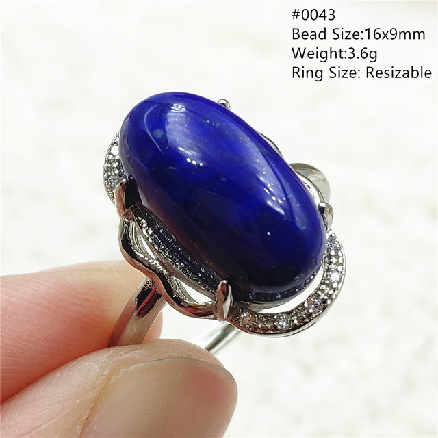 Pierścień Lapis Lazuli 925 srebro regulowany 14x10mm prostokątny pierścień kryształ dla kobiety - Wianko - 9