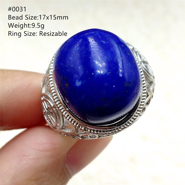 Pierścień Lapis Lazuli 925 srebro regulowany 14x10mm prostokątny pierścień kryształ dla kobiety - Wianko - 35