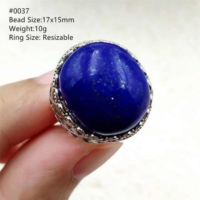 Pierścień Lapis Lazuli 925 srebro regulowany 14x10mm prostokątny pierścień kryształ dla kobiety - Wianko - 47