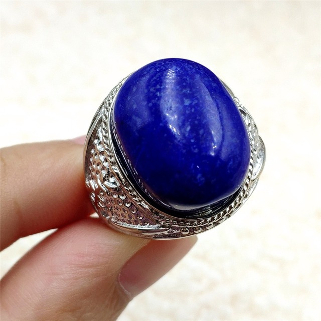 Pierścień Lapis Lazuli 925 srebro regulowany 14x10mm prostokątny pierścień kryształ dla kobiety - Wianko - 40