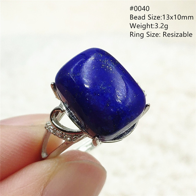 Pierścień Lapis Lazuli 925 srebro regulowany 14x10mm prostokątny pierścień kryształ dla kobiety - Wianko - 3