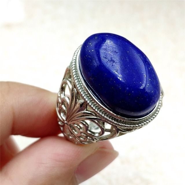 Pierścień Lapis Lazuli 925 srebro regulowany 14x10mm prostokątny pierścień kryształ dla kobiety - Wianko - 38