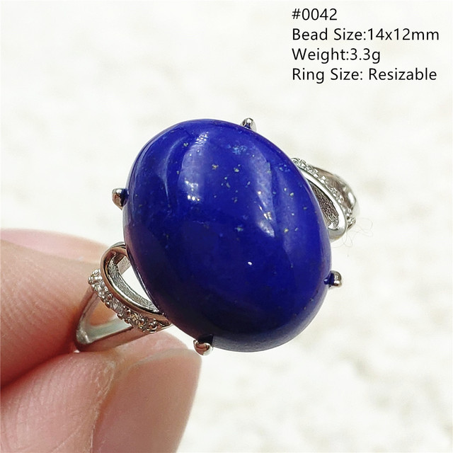 Pierścień Lapis Lazuli 925 srebro regulowany 14x10mm prostokątny pierścień kryształ dla kobiety - Wianko - 7