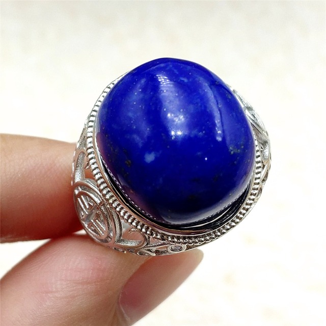 Pierścień Lapis Lazuli 925 srebro regulowany 14x10mm prostokątny pierścień kryształ dla kobiety - Wianko - 36